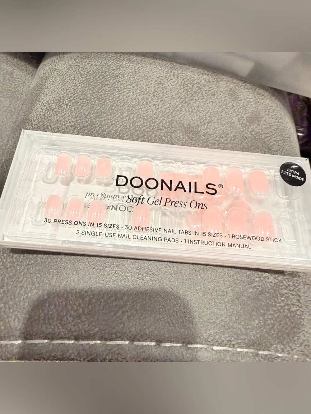 DooNails 20 count Soft Gel Press Ons in Light Pink - Jet Set Extra Short Square